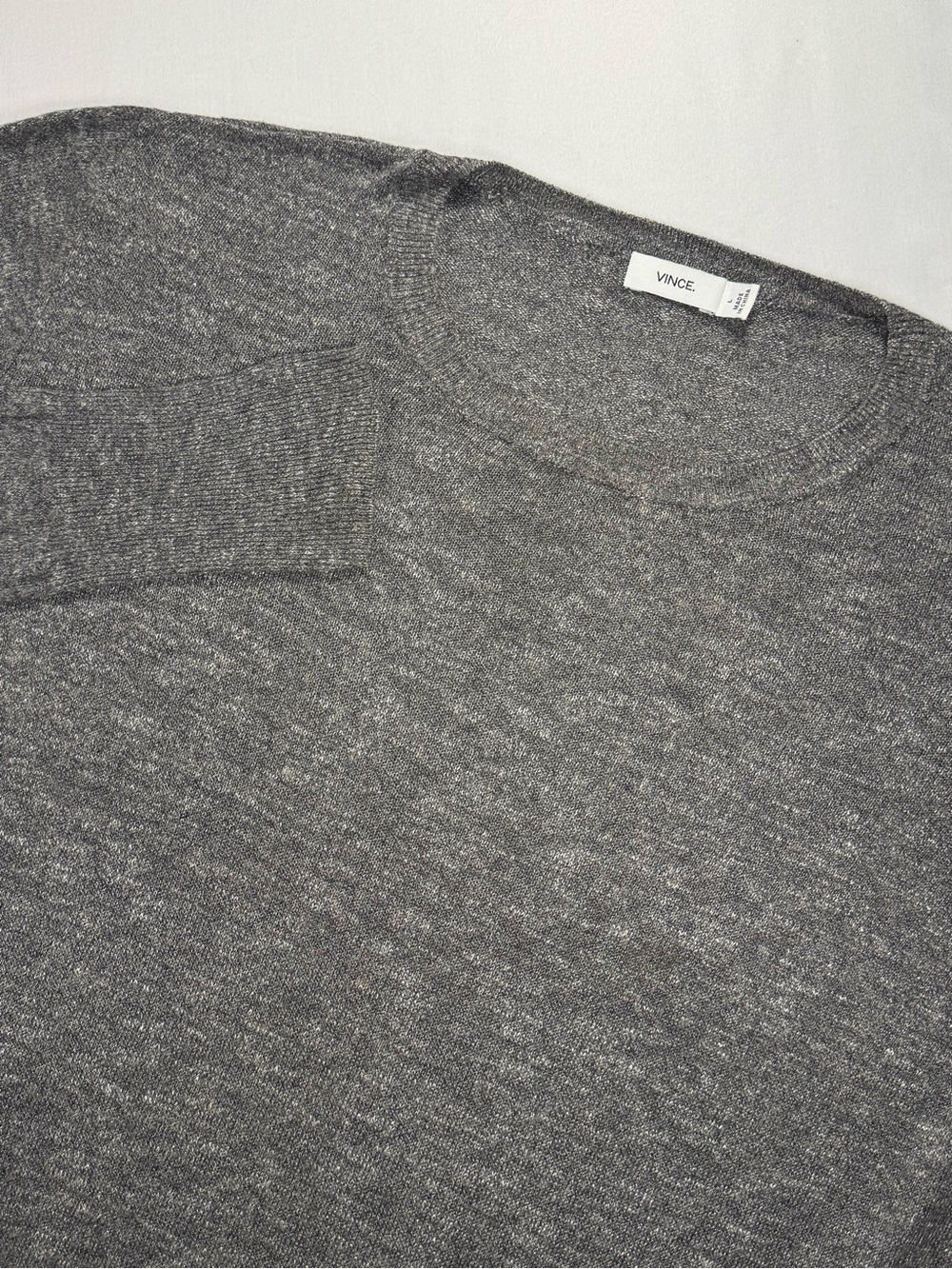 VINCE Women’s L Gray Viscose Linen Knit Crewneck Sweater Pullover